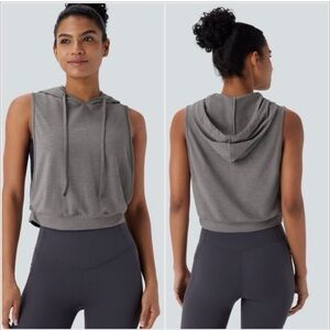 HALARA Gray Sleeveless Crop Hoodie Tank Top